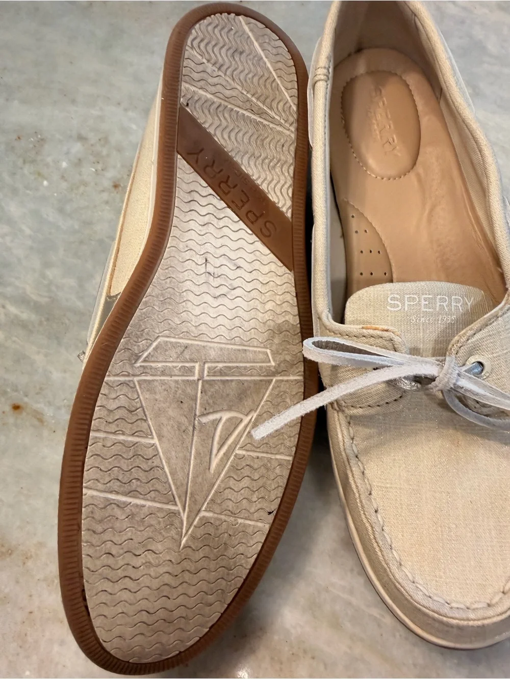 Sperry Canvas Boat Shoes in Light Ivory